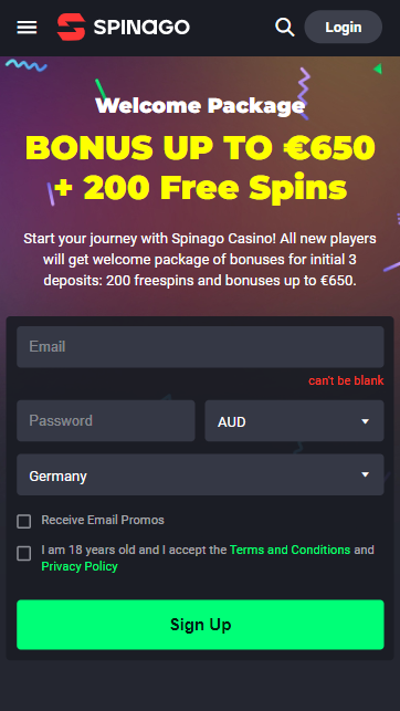 Spinago Casino Mobile App, Play Online Games on Mobile Version Website